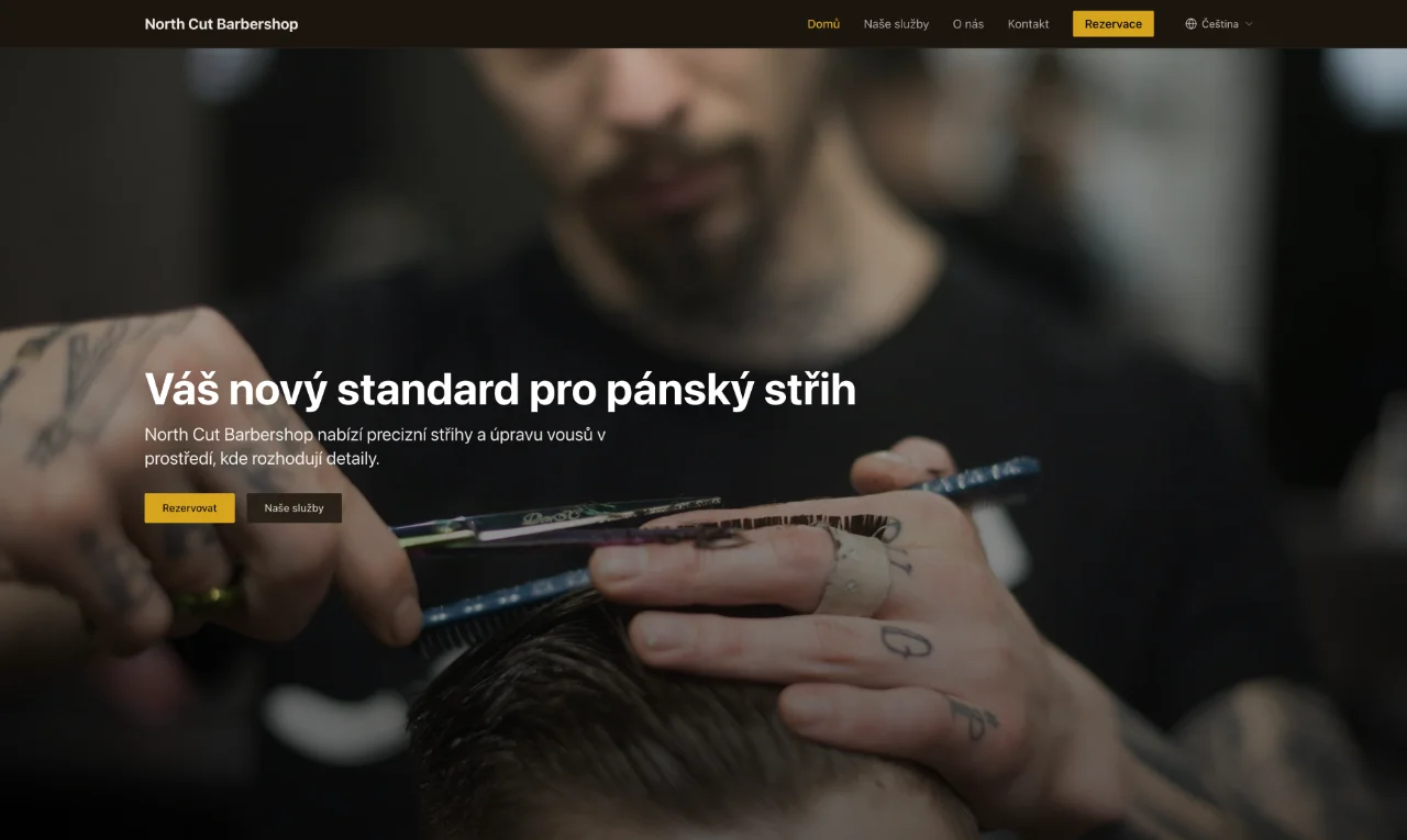 North Cut Barbershop – ukázka webu na Bookely